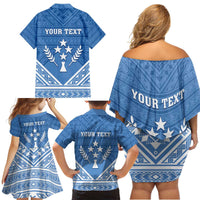 Personalised Kosrae State Gospel Day Family Matching Off Shoulder Short Dress and Hawaiian Shirt Simple Style LT05 - Polynesian Pride