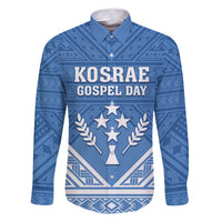 Personalised Kosrae State Gospel Day Family Matching Puletasi and Hawaiian Shirt Simple Style LT05 Dad's Shirt - Long Sleeve Blue - Polynesian Pride