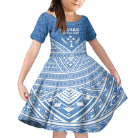 Personalised Kosrae State Gospel Day Family Matching Tank Maxi Dress and Hawaiian Shirt Simple Style LT05 Daughter's Dress Blue - Polynesian Pride