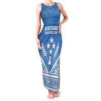 Personalised Kosrae State Gospel Day Family Matching Tank Maxi Dress and Hawaiian Shirt Simple Style LT05 Mom's Dress Blue - Polynesian Pride