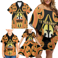 Personalised New Zealand Te Tairawhiti Family Matching Off Shoulder Short Dress and Hawaiian Shirt Maori Koru Pattern LT05 - Polynesian Pride