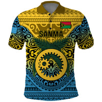 Personalized Vanuatu Sanma Province Polo Shirt Coat Of Arms And Namele Fern Polynesian Pattern LT05 Yellow - Polynesian Pride