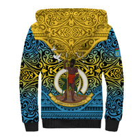Personalized Vanuatu Sanma Province Sherpa Hoodie Coat Of Arms And Namele Fern Polynesian Pattern LT05 - Polynesian Pride