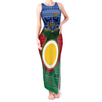Personalized Vanuatu Shefa Province Tank Maxi Dress Coat Of Arms And Namele Fern Polynesian Pattern LT05 Women Red - Polynesian Pride