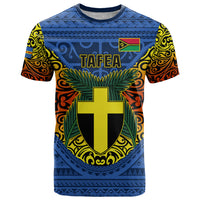 Personalized Vanuatu Tafea Province T Shirt Coat Of Arms And Namele Fern Polynesian Pattern LT05 Blue - Polynesian Pride