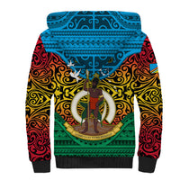 Vanuatu Torba Province Sherpa Hoodie Vanuatuan Coat Of Arms Polynesian Pattern LT05 - Polynesian Pride