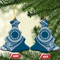 Cook Islands Gospel Day Ceramic Ornament Blue Tribal Curves