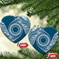 Cook Islands Gospel Day Ceramic Ornament Blue Tribal Curves