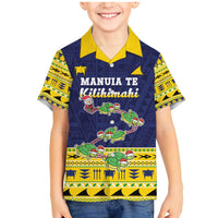 Tokelau Christmas Family Matching Mermaid Dress and Hawaiian Shirt Tokelauan Turtle Santa Sleigh LT05 Son's Shirt Yellow - Polynesian Pride