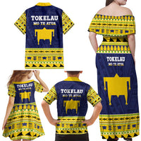 Tokelau Christmas Family Matching Off Shoulder Maxi Dress and Hawaiian Shirt Tokelauan Turtle Santa Sleigh LT05 - Polynesian Pride