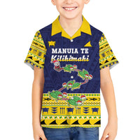Tokelau Christmas Family Matching Tank Maxi Dress and Hawaiian Shirt Tokelauan Turtle Santa Sleigh LT05 Son's Shirt Yellow - Polynesian Pride