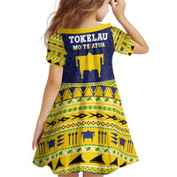 Tokelau Christmas Kid Short Sleeve Dress Tokelauan Turtle Santa Sleigh LT05 - Polynesian Pride