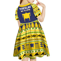 Tokelau Christmas Kid Short Sleeve Dress Tokelauan Turtle Santa Sleigh LT05 - Polynesian Pride