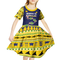 Tokelau Christmas Kid Short Sleeve Dress Tokelauan Turtle Santa Sleigh LT05 - Polynesian Pride