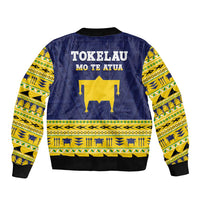 Tokelau Christmas Sleeve Zip Bomber Jacket Tokelauan Turtle Santa Sleigh