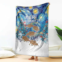 New Zealand Christmas Blanket Kiwis Santa Sleigh Starry Night Style