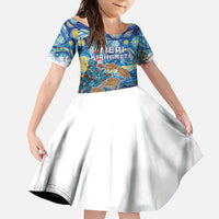 New Zealand Christmas Family Matching Off Shoulder Maxi Dress and Hawaiian Shirt Kiwis Santa Sleigh Starry Night Style LT05 Daughter's Dress Blue - Polynesian Pride