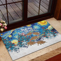 New Zealand Christmas Rubber Doormat Kiwis Santa Sleigh Starry Night Style
