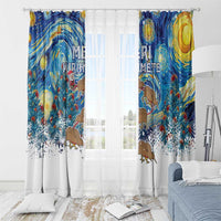 New Zealand Christmas Window Curtain Kiwis Santa Sleigh Starry Night Style