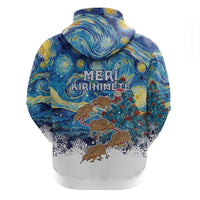 New Zealand Christmas Zip Hoodie Kiwis Santa Sleigh Starry Night Style LT05 - Polynesian Pride