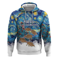New Zealand Christmas Zip Hoodie Kiwis Santa Sleigh Starry Night Style LT05 Pullover Hoodie Blue - Polynesian Pride