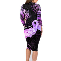 Pancreatic Cancer Awareness Family Matching Long Sleeve Bodycon Dress and Hawaiian Shirt Keep Calm And Fight On Polynesian Pattern LT05 - Polynesian Pride