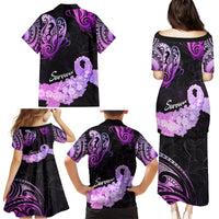 Pancreatic Cancer Awareness Family Matching Puletasi Dress and Hawaiian Shirt Keep Calm And Fight On Polynesian Pattern LT05 - Polynesian Pride