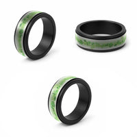 Hawaiian Quilt Spinner Ring Vintage Pattern Green - Polynesian Pride