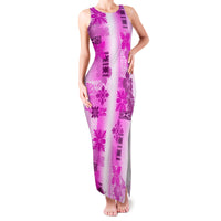 Hawaiian Quilt Family Matching Tank Maxi Dress and Hawaiian Shirt Vintage Pattern Pink LT05 Mom's Dress Pink - Polynesian Pride