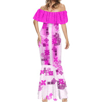 Hawaiian Quilt Mermaid Dress Vintage Pattern Pink LT05 - Polynesian Pride