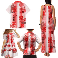 Hawaiian Quilt Family Matching Tank Maxi Dress and Hawaiian Shirt Vintage Pattern Red LT05 - Polynesian Pride
