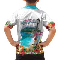 Aloha Hawaii Waikiki Beach Landscape Family Matching Puletasi and Hawaiian Shirt