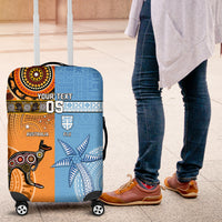 Custom Fiji Tapa And Australia Aboriginal Together Luggage Cover LT05 Blue - Polynesian Pride