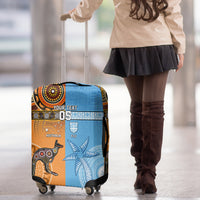 Custom Fiji Tapa And Australia Aboriginal Together Luggage Cover LT05 - Polynesian Pride