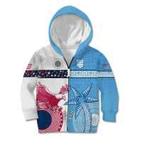 Custom Fiji And USA Palm Tree With Eagle Kid Hoodie LT05 Zip Hoodie Blue - Polynesian Pride