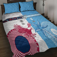 Custom Fiji And USA Palm Tree With Eagle Quilt Bed Set LT05 - Polynesian Pride