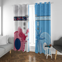 Custom Fiji And USA Palm Tree With Eagle Window Curtain LT05 With Grommets Blue - Polynesian Pride