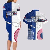 Custom Samoa And USA Together Couples Matching Long Sleeve Bodycon Dress and Hawaiian Shirt LT05 - Polynesian Pride