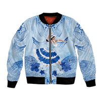 Cook Islands Women's Day Bomber Jacket With Polynesian Pattern LT05 Unisex Blue - Polynesian Pride