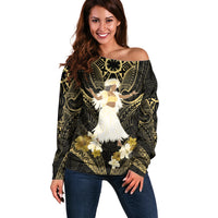 Niue Women's Day Off Shoulder Sweater With Polynesian Pattern LT05 Women Gold - Polynesian Pride