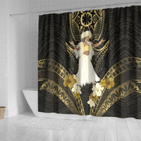 Niue Women's Day Shower Curtain With Polynesian Pattern