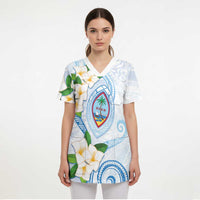 Guam Chamorro Scrub Top Guasali Flowers Curves Style - Polynesian Pride