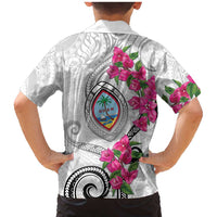 Guam Chamorro Family Matching Mermaid Dress and Hawaiian Shirt Curves Polynesian Tattoo Mix Bougainvillea