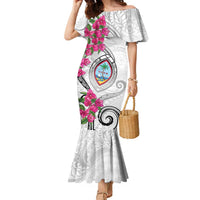 Guam Chamorro Family Matching Mermaid Dress and Hawaiian Shirt Curves Polynesian Tattoo Mix Bougainvillea
