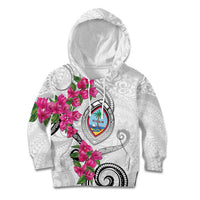 Guam Chamorro Kid Hoodie Curves Polynesian Tattoo Mix Bougainvillea