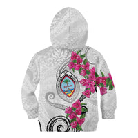 Guam Chamorro Kid Hoodie Curves Polynesian Tattoo Mix Bougainvillea