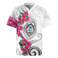 Guam Chamorro Rugby Jersey Curves Polynesian Tattoo Mix Bougainvillea LT05 White - Polynesian Pride