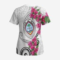 Guam Chamorro Scrub Top Curves Polynesian Tattoo Mix Bougainvillea - Polynesian Pride