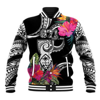 Hafa Adai Guam Baseball Jacket Polynesian Tattoo Tropical Flowers