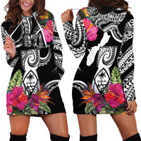 Hafa Adai Guam Hoodie Dress Polynesian Tattoo Tropical Flowers